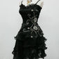 Black Chiffon Beaded Mini Prom Dress Homecoming Dress    S6387