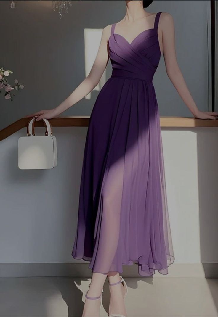 Purple Chiffon Prom Dresses Formal Evening Dresses          S6490