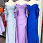 Off the Shoulder Lemon Green Ruched Mermaid Long Formal Dress      S6517