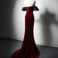Unique Mermaid Velvet Long Prom Dress, Long Evening Dress      S6446