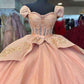 Quinceanera Dresses Off The Shoulder Pink Ball Gown Evening Dress        S6429
