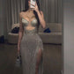 Sexy Women Beaded Tassel Formal Occasion Dress Luxury 2025 Crystal Evening Gown      S6106