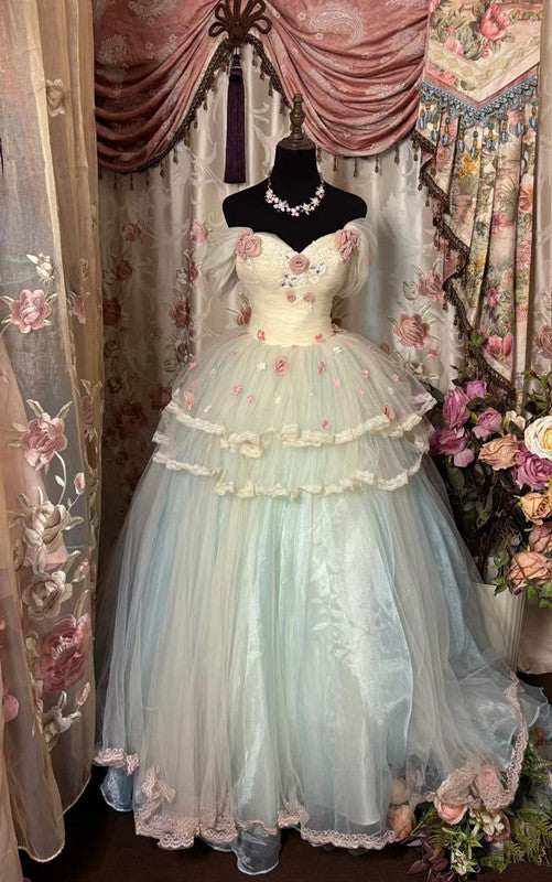 A Line Long Off Shoulder Princess Dress Prom Ball Gown       S6541