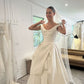 A-Line Satin Off Shoulder Wedding Dress Elegant Wedding Party Dress     S6586
