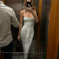 Modest Sheath Halter Sleeveless Ivory Long Prom Dress Evening Dresses      S6079