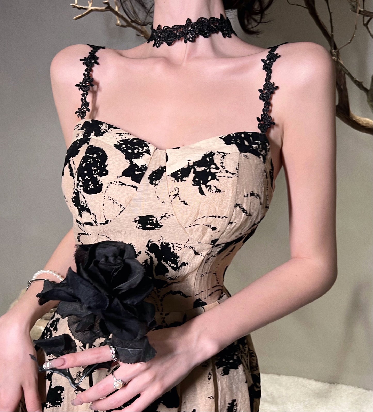 Floral suspender dress for women sweet party dress     S5788