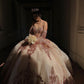 Rose gold bell sleeved quinceañera dress Evening Dresses      S5767