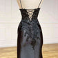V Neck Spaghetti Strap Sleeveless Long Split Prom Dress      S6459