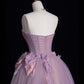 Tulle Prom Dress with Flowers Purple Long Prom Dresses Birthday Outfits       S6547