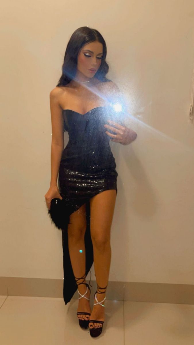 Sweetheart Black Sequins High Slit Evening Prom Dresses, Mermaid Strapless Prom Dress         S6254