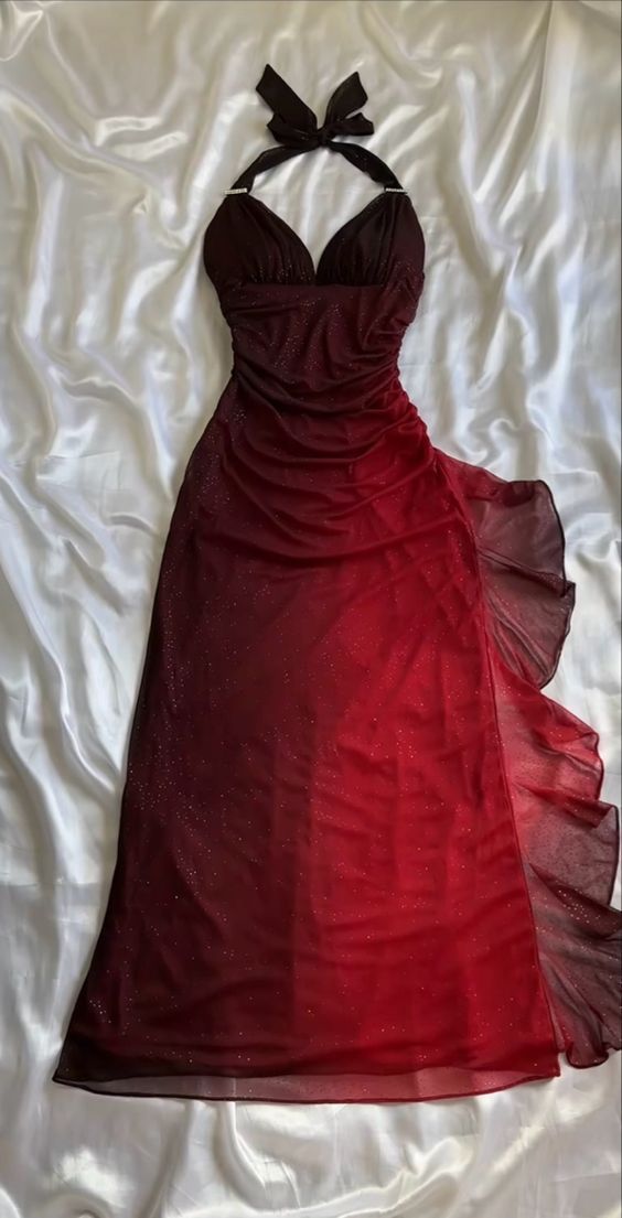 Beautiful Halter Birthday Party Dresses Red Prom Dresses Evening Dress          S6424