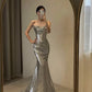 Sparkly Asymmetrical Spaghetti Straps Mermaid Floor Length Prom Dress     S6186