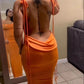 Orange Sheath Party Prom Dresses Long Evening Dress          S6237