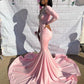 Pink Unique Long Prom Dress Mermaid Party Dress        S6409