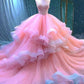 Ball Gown Straps Pink Organza Sweet 16 Dresses       S6394