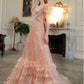 A line Short Sleeves Sequin Long Prom Dress       S6502