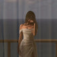 Off Shoulder White Sequin Side Slit Long Evening Prom Dresses,Sequin Wedding Dresses         S5967