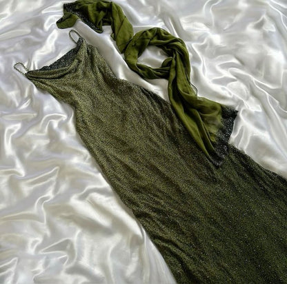 Green Spaghetti Straps Straps Sleeveless Party Dress Fashion Prom Dress        S6130