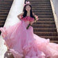 Cute Tulle Pink Long Prom Dress, A-Line Evening Party Dress     S6367