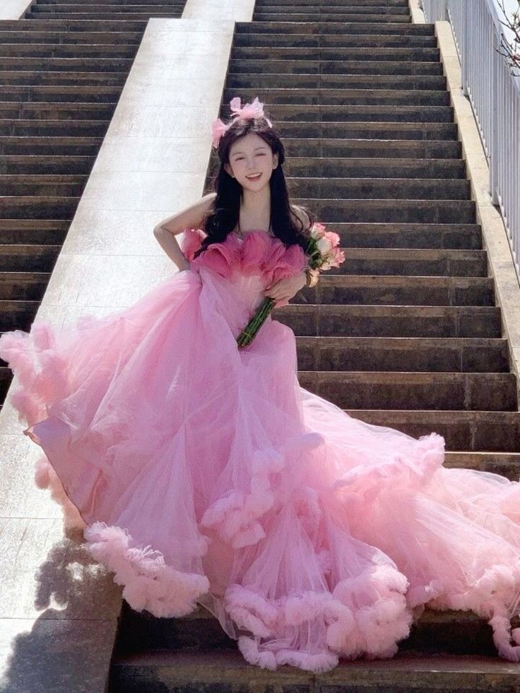 Cute Tulle Pink Long Prom Dress, A-Line Evening Party Dress     S6367