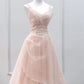 Tulle Beaded Straps Long Prom Dress, A-line Tulle Party Dress    S6353