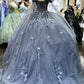 Long Sleeves 3D Flowers Quinceanera Dresses Appliqued evening dress         S5989