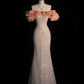 Elegant Off The Shoulder Sequin Long Prom Dresses Evening Party Dress      S5885