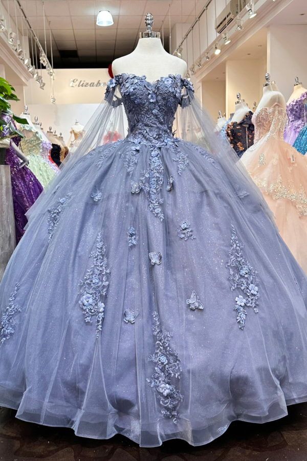 Long Sleeves 3D Flowers Quinceanera Dresses Appliqued evening dress         S5989