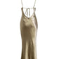 Elegant Mermaid Straps Gold Maxi Dress 21th Birthday Outfits       S6070