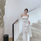 White evening gown for women elegant stunning off-shoulder dress     S5782