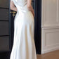 White prom dress long-sleeved engagement dress satin birthday dress    S5936