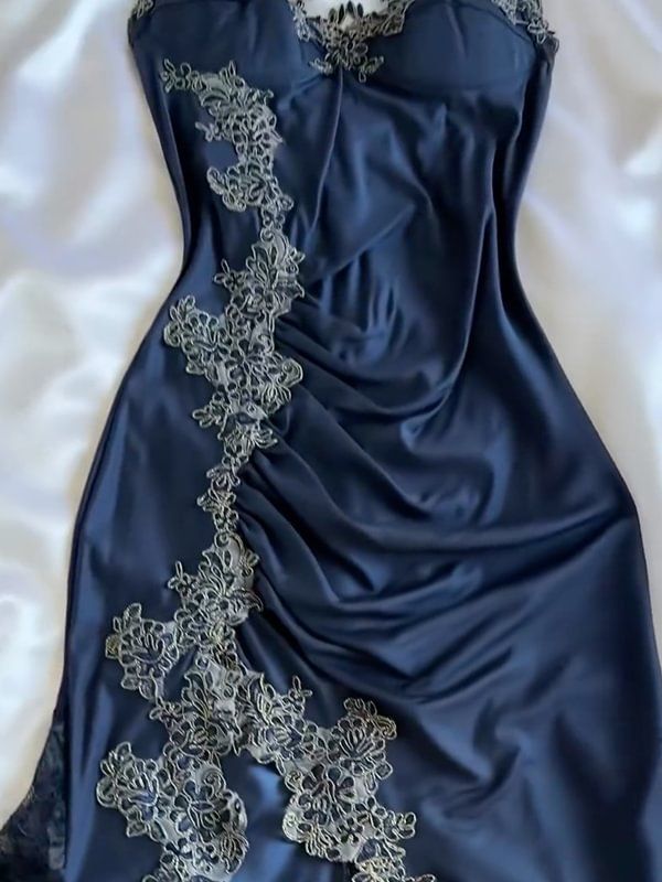 Sexy Navy Blue Mermaid Lace Prom Dress Party Dress        S6452