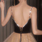 Champagne tulle long prom dress, champagne evening dress         S5968