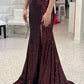 Mermaid Burgundy Sequin Floor Length Prom Dress 22th Birthday Outfit       S6219