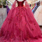 Long Sleeves 3D Flowers Quinceanera Dresses Appliqued evening dress         S5989