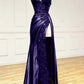 V Neck Spaghetti Strap Sleeveless Long Split Prom Dress      S6459
