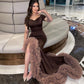 wedding dress for women V-neck short sleeves side slits pleated ruffles evening dress      S5928