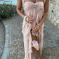 Sexy Pink Chiffon Long Prom Dress Birthday Outfits With Ruffles       S6167
