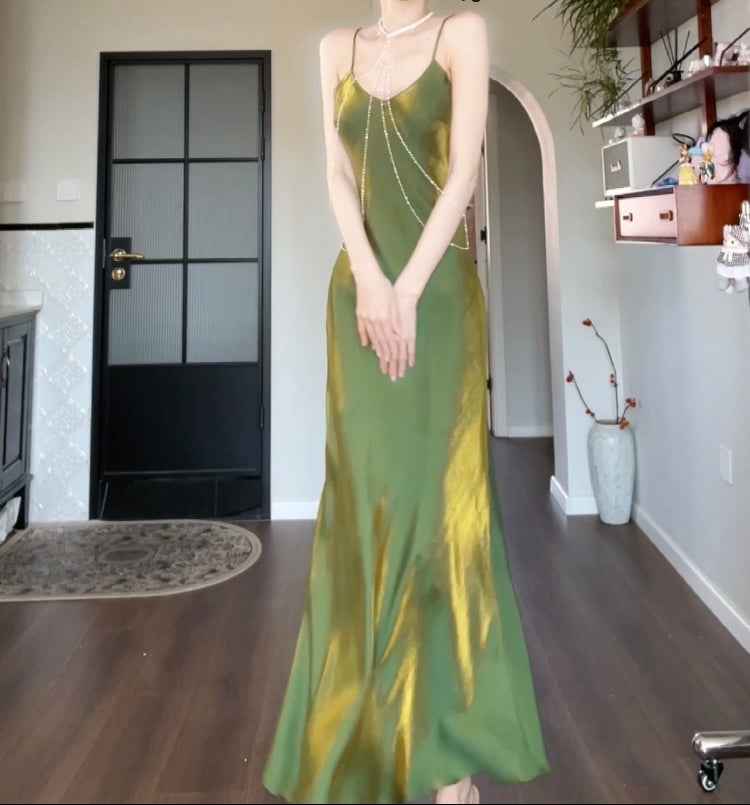 Green long prom dress birthday party dress    S5935