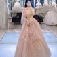 A Line Tulle Pink Evening Dress Long Prom Dress       S6341