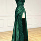 V Neck Spaghetti Strap Sleeveless Long Split Prom Dress      S6459