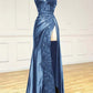 V Neck Spaghetti Strap Sleeveless Long Split Prom Dress      S6459