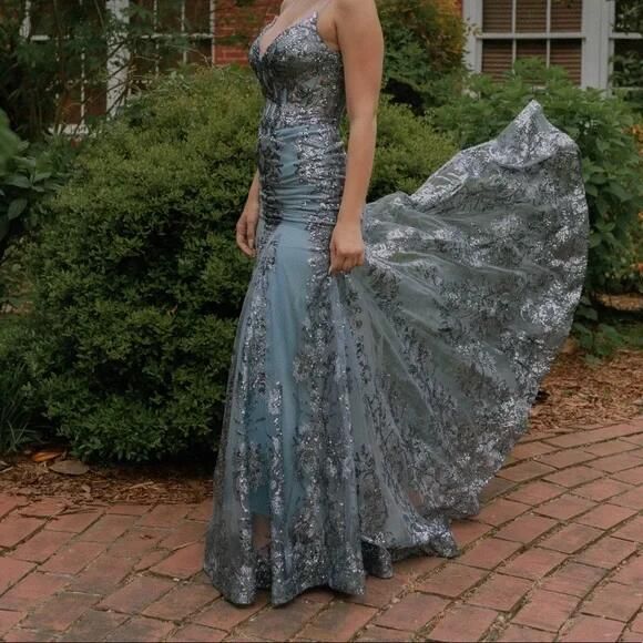 mermaid black girl long prom dress birthday outfit        S6392