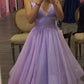 Glitter Lilac Spaghetti Straps Prom Dress      S6294