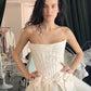 Ivory Strapless Wedding Dress, Short Hoco Prom Dress        S6399