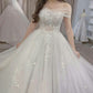 A Line Off Shoulder Long Wedding Dresses A Line Tulle Bridal Gown        S6366