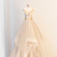 Velvet and Tulle Long Prom Dress, V-Neck Spaghetti Strap Evening Dress         S6273