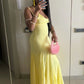 Spaghetti Straps Yellow Long Prom Dress Long Evening Gown        S6020