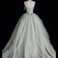 A Line Tulle Prom Dress Strapless Long Prom Dresses Birthday Gown        S6549