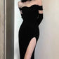 Sexy Off Shoulder Black Prom Dresses Long Evening Party Dress      S6435